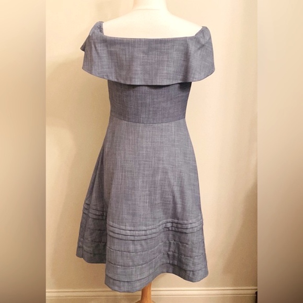 Banana Republic Blue Chambray 8 Coastal Grandma Preppy Ruffle Silhouette Dress - Picture 7 of 12